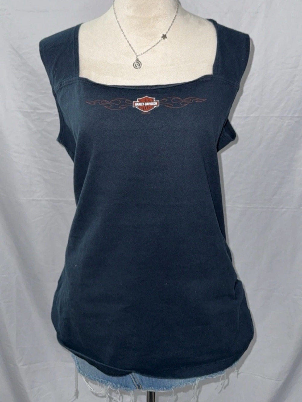 Harley-Davidson Black Tank Top with Orange Logo